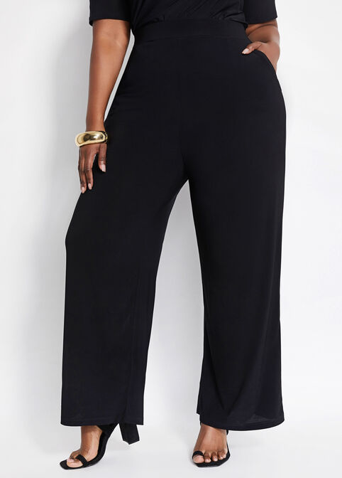 High Rise Stretch Wide Leg Pant, Black image number 0