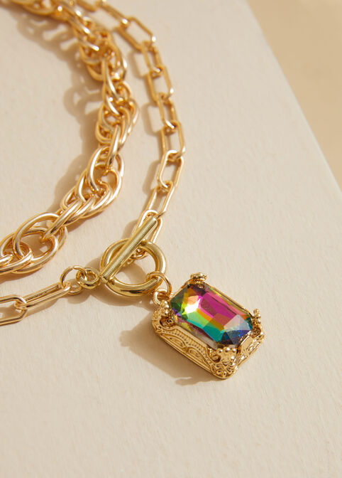 Crystal Gold Tone Necklace Set, Gold image number 2