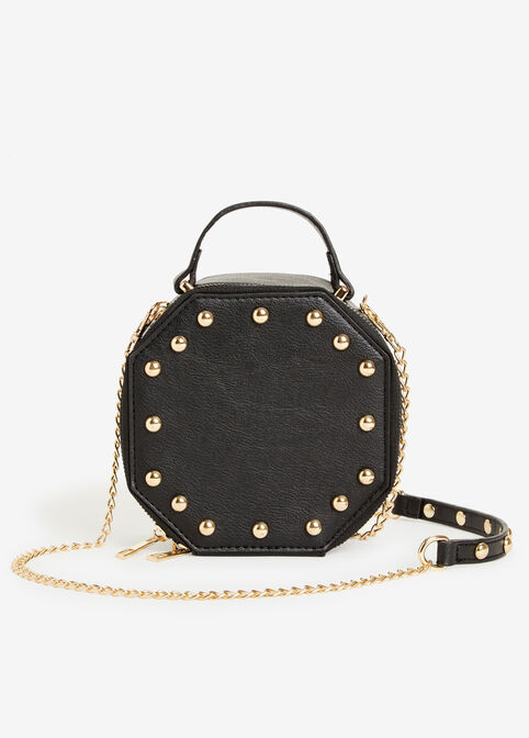 Studded Chain Mini Clutch, Black image number 0