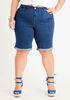 Distressed Dot Denim Shorts, Medium Blue image number 0