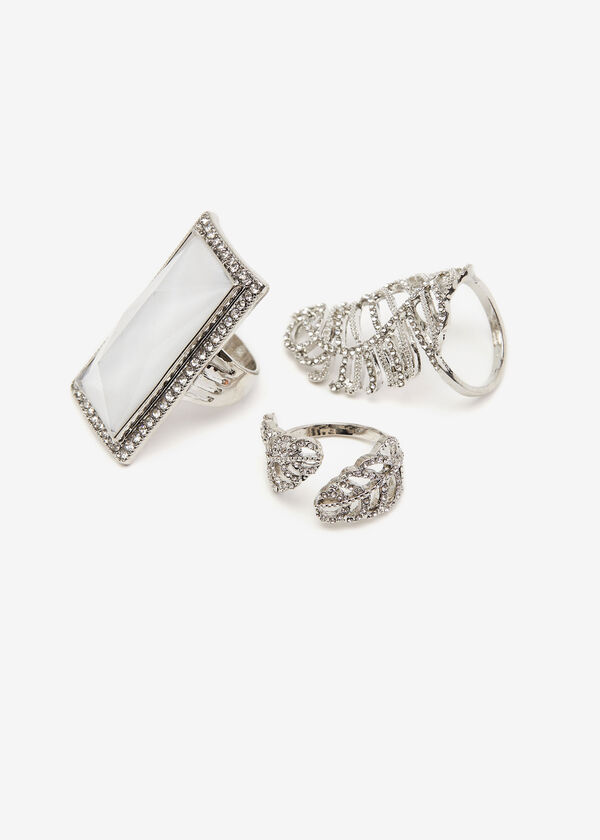 Crystal And Stone Ring Set, Silver image number 0
