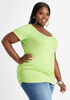 Striped Ruched Tee, Parrot Green image number 0