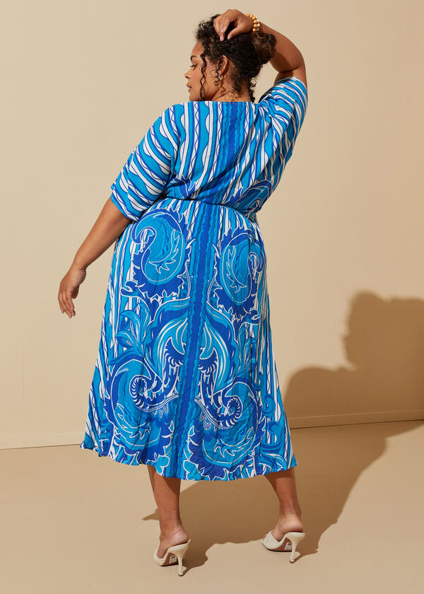 Paisley Print Midi Dress, Lapis Blue image number 1