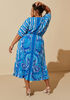 Paisley Print Midi Dress, Lapis Blue image number 1