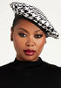 Houndstooth & Faux Leather Beret, Black White image number 2