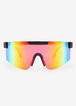 Shield Wrap Rimless Sunglasses, Red image number 1