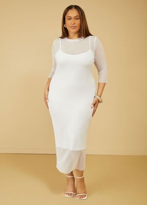 Layered Maxi Bodycon Dress, White image number 0
