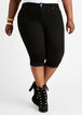 Plus Size Fearless Denim Cuffed Two Button Sexy High Waist Capris image number 0