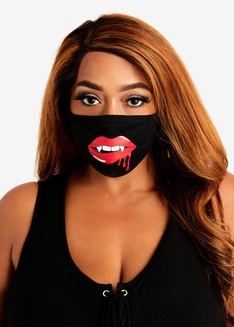 Vampire Lips Fashion Face Mask, Black image number 0