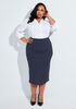 Pinstriped Crepe Pencil Skirt, Navy image number 2