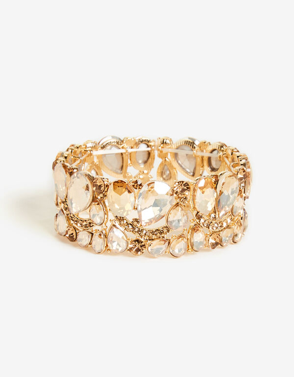 Gold Tone Crystal Bracelet, Gold image number 0