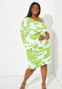 One Shoulder Floral Print Dress, Parrot Green image number 0