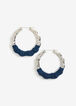 Silver & Denim Bamboo Hoops, Silver image number 1