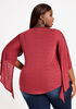 Textured Asymmetric Drama Sleeve Top, Rhododendron image number 1