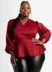 The City Long Sleeve Peplum Top, Rhododendron image number 0