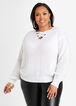 Reversible Knot Back Sweater, White image number 1
