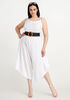 Gauze Tie Sleeve Culotte Jumpsuit, White image number 2
