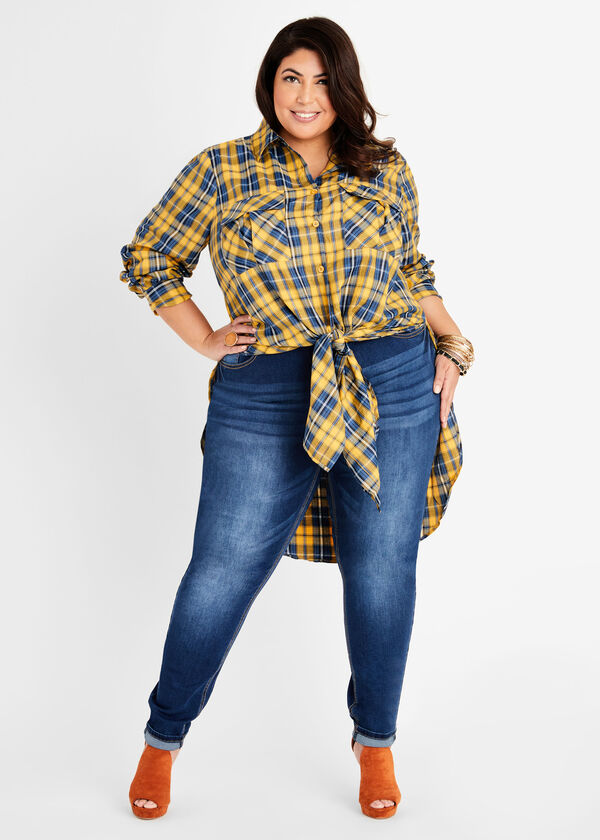 Plaid Cotton Blend Tunic, Nugget Gold image number 2