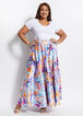Belted Abstract Satin Maxi Skirt, Grapemist image number 2