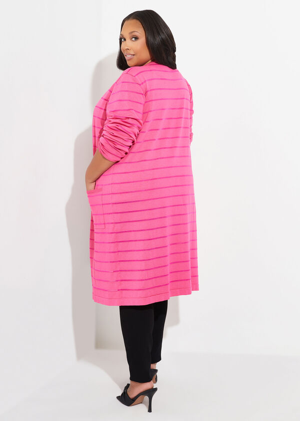 Striped Knitted Duster, Fandango Pink image number 1
