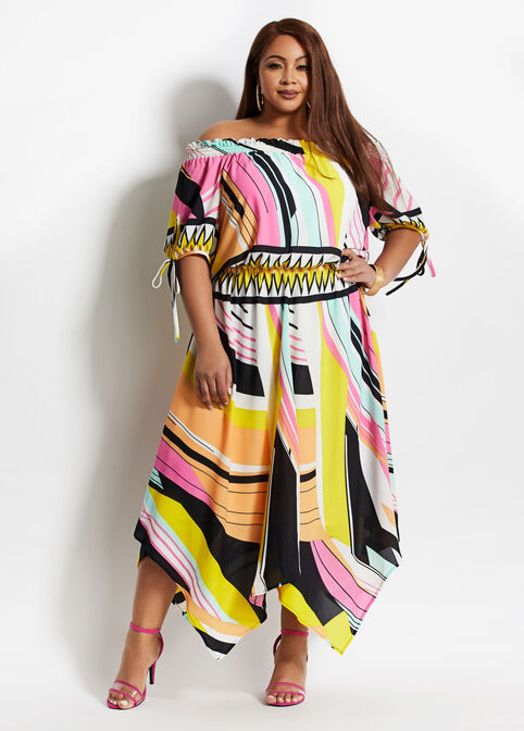 Abstract Off The Shoulder Maxi, Multi image number 0