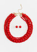 Beaded Necklace & Drop Earring Set, Jester Red image number 0