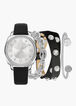 Silver Diamond Watch & Bracelets, Black image number 0