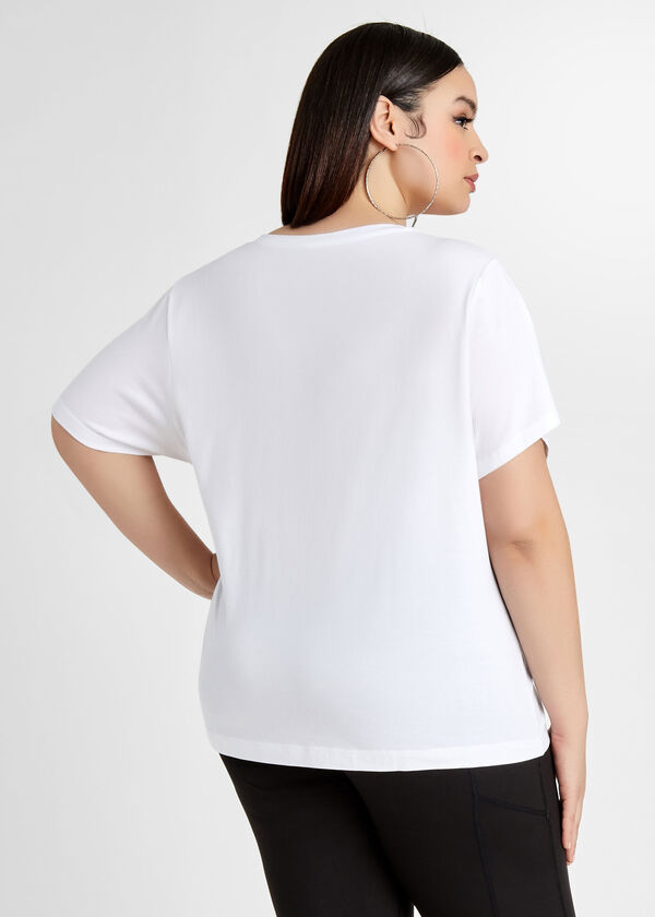 DKNY Rhinestone Logo T Shirt, White image number 1