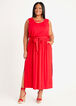 Short Belted Lattice Maxi Dress, Tango Red image number 0