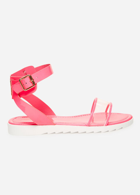 Clear Wide Width Ankle Sandals, Pink image number 1