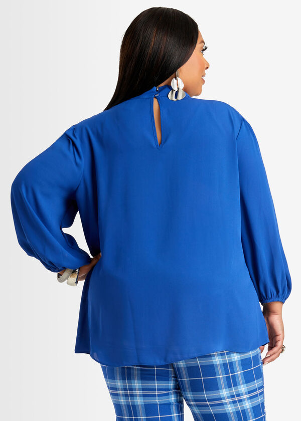 Twist Front Crepe Blouse, Sodalite image number 1