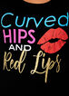 Curved Hips Red Lips Graphic Tee, Black image number 1