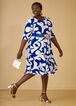 Swirl Print Textured A Line Dress, Surf The Web image number 3