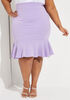 Flounced Crepe Knee Length Skirt, Viola image number 0