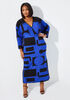 Short Printed Faux Wrap Maxi Dress, Bluing image number 0