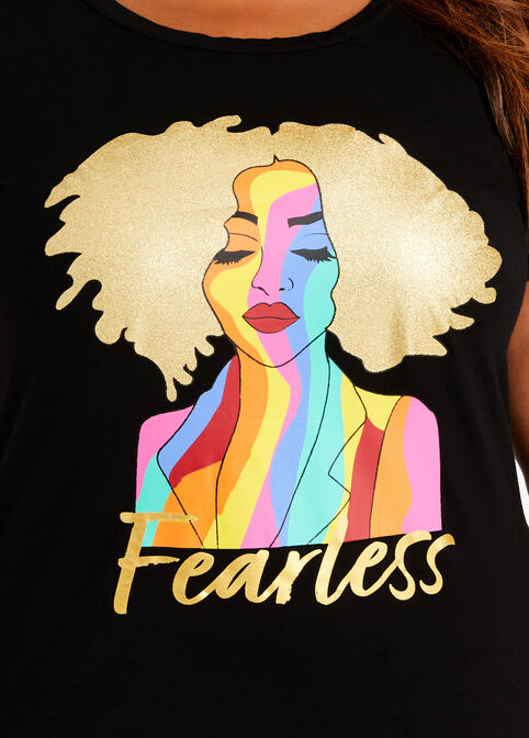 Fearless Rainbow Graphic Tee, Black image number 1