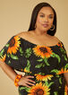 Off The Shoulder Sunflower Dress, Black Combo image number 2