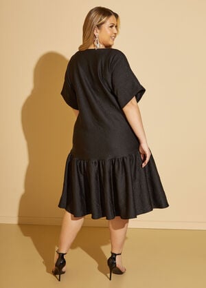 Quilted Flounced Dress, Black image number 1