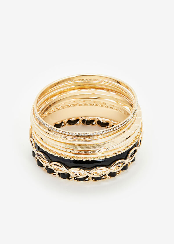 Gold Multi Bangle Bracelet Set, Gold image number 1