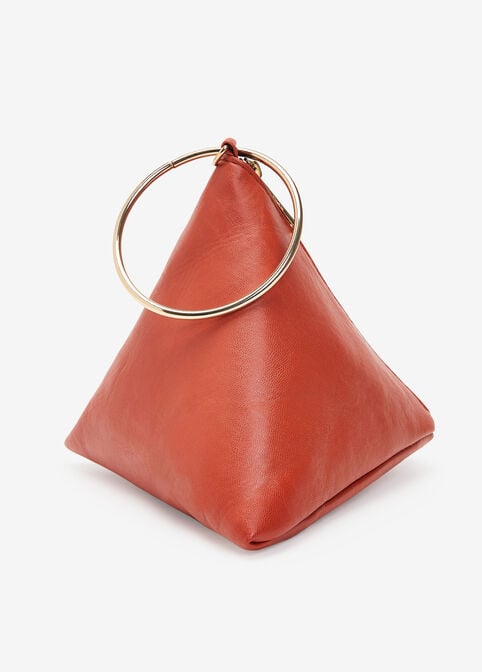 Faux Leather Triangle Bag, Rooibos image number 1