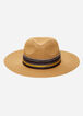 Tan Stripe Scarf Raffia Panama Hat, Natural image number 3