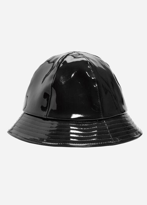 Black Patent Leather Bucket Hat, Black image number 1