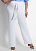 Plus Size Sash Tie Elastic High Rise Wide Leg Pull On Spring Pants image number 0