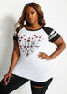 Sequined Heart Metallic Blessed Tee, White image number 0
