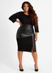 Faux Leather Panel Bodycon Dress, Black image number 0