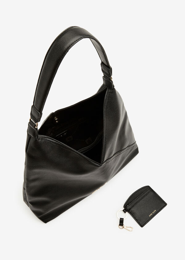 Anne Klein Pebbled Faux Leather Shoulder Bag, Black image number 3