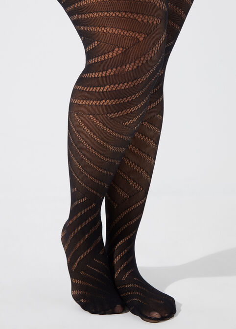 Striped Footed Tights, Black image number 0
