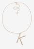 Pave Crystal K Initial Necklace, Gold image number 1