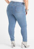 Distressed Embellished Skinny Jeans, Medium Blue image number 1