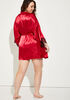 In Bloom Lace And Satin Robe, Red image number 1